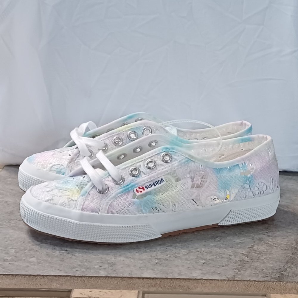 Superga Women's White Pastel Lace Sneaker